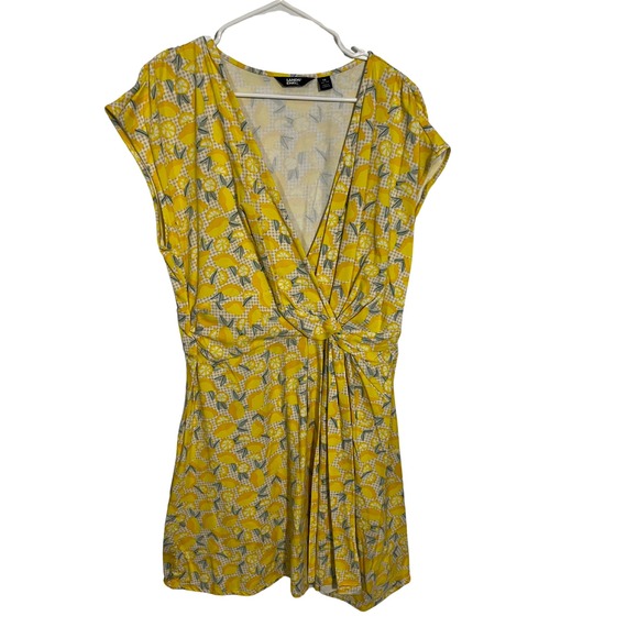LANDS' END Women's SIZE 1X LARGE Cap Sleeve LEMON PRINT DRESS Twist Accent - Picture 7 of 12